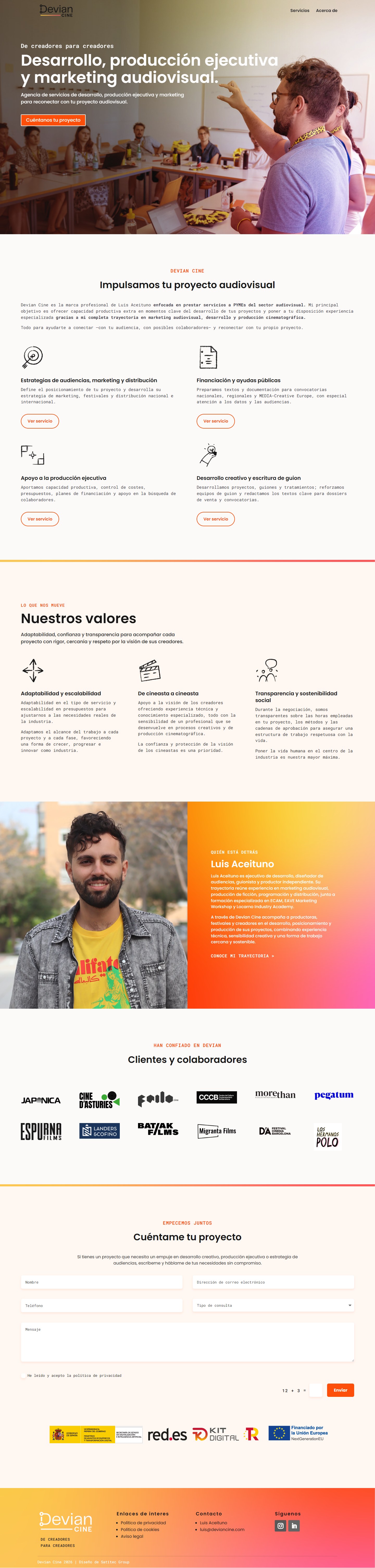 Diseño web de Devian realizado mediante Kit Digital