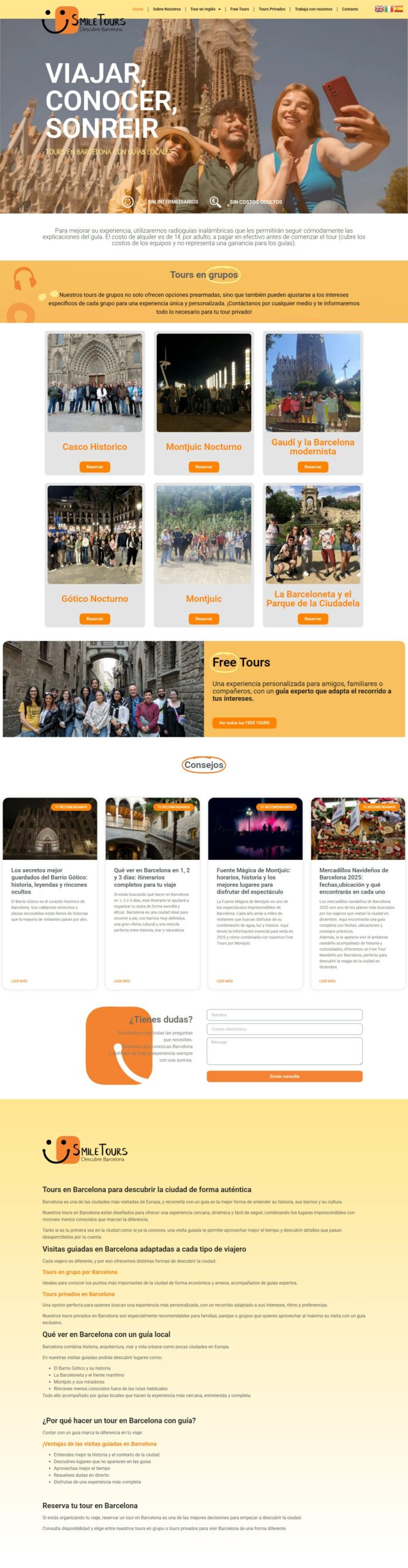Portada de Smile Tours, proyecto SEO realizado mediante Kit Digital