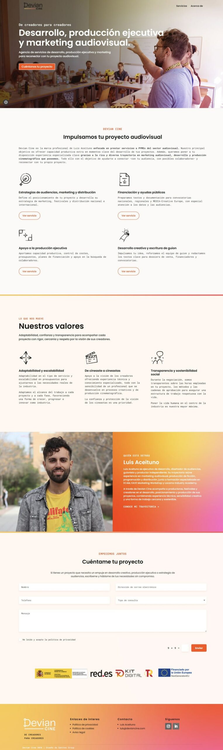 Diseño web de Devian realizado mediante Kit Digital